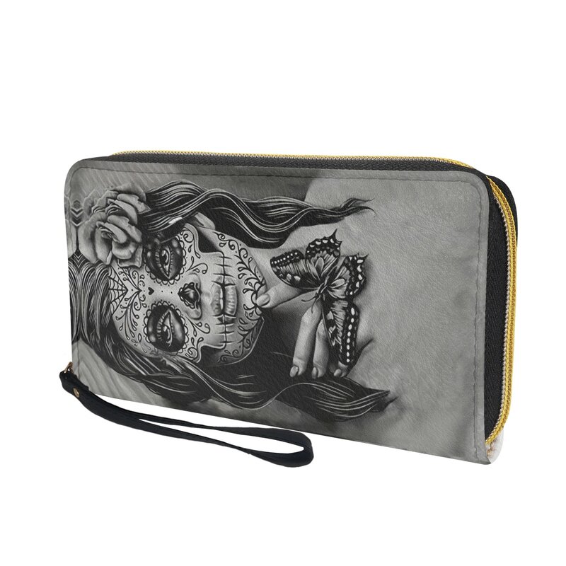 Skull Girls Women Wallet Day Of The Dead Design Luxury Female Leather Purse Multifunction Coin Case Girls carteras para mujer