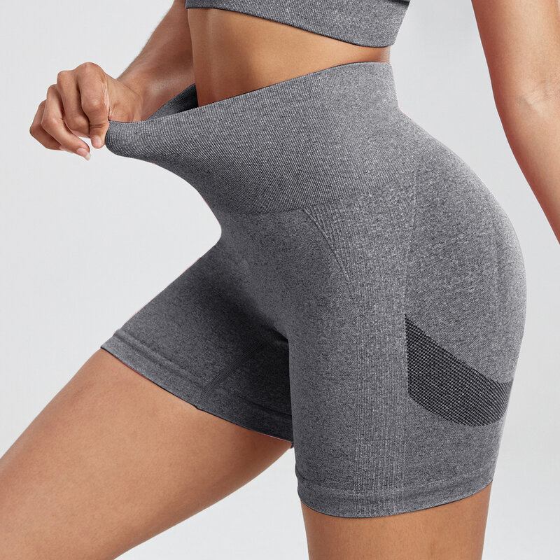 NORMOV celana pendek Yoga wanita celana pendek olahraga pinggang tinggi celana pendek olahraga Fitness Yoga Gym wanita meningkatkan kebugaran