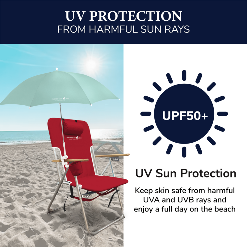 Caribbean Joe-sombrilla de playa con abrazadera, protección UV, 48"