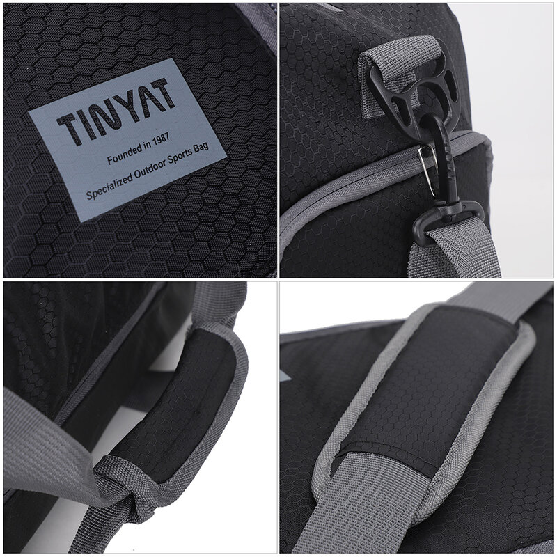Tinyat-男性と女性のための折りたたみ式トラベルバッグ,大容量防水バッグ,黒の荷物