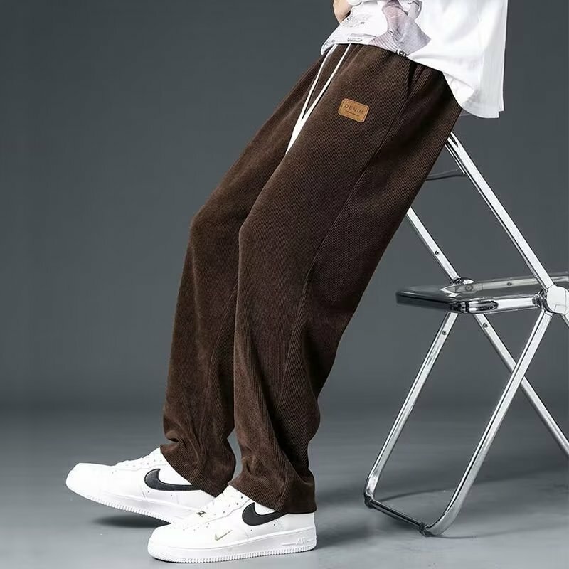 Однотонные мешковатые джоггеры Y2k в Корейском стиле для мужчин, базовые спортивные брюки для бега, повседневные серые штаны для бега, штаны на завязках