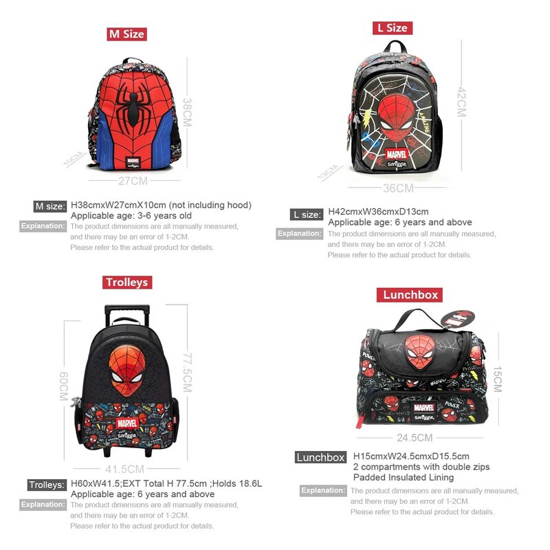 MARVEL Spider-Man tas punggung anak-anak, tas sekolah Smiggle roda ransel anak tas troli umur 3-16 tahun terlaris