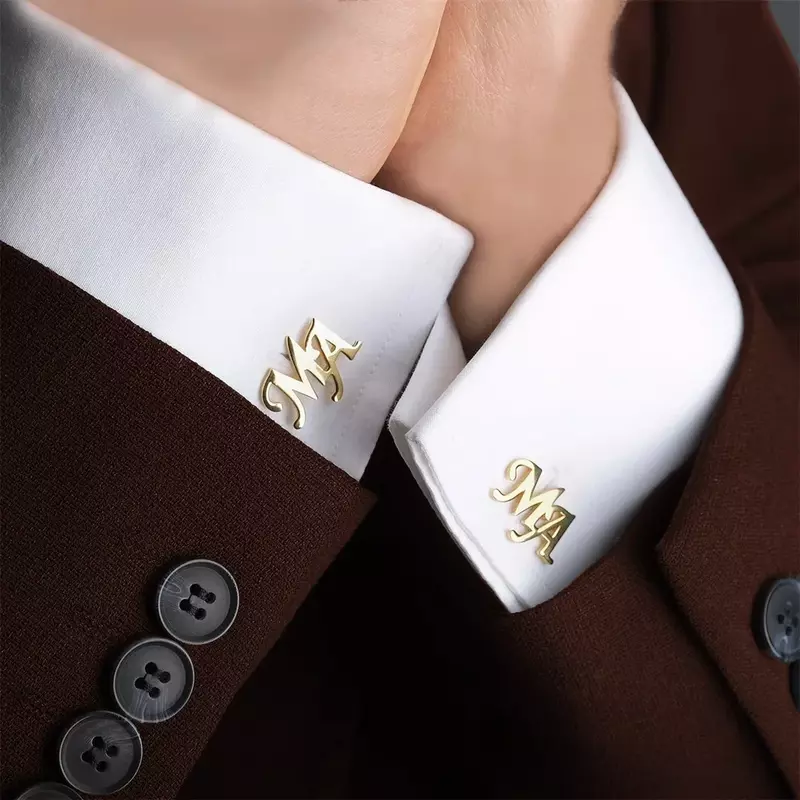 Abotoaduras de aço inoxidável personalizadas para homens, carta personalizada, camisa Cuff Button Jewelry, presentes para homens