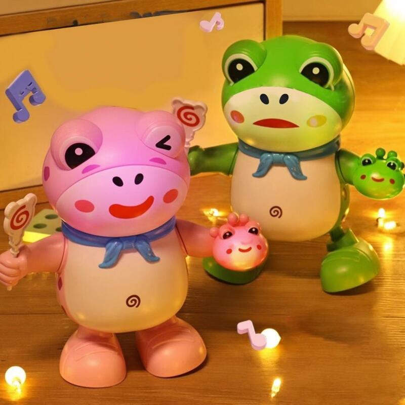 Electric Frog Toy Battery Powered Dancing Frog Toy with Light Music Entertainment for Boys Girls Educational Birthday Gift