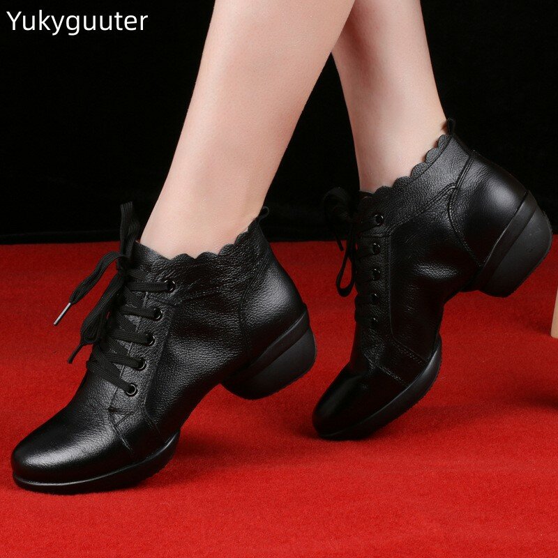 Dance Shoes Woman Ladies Modern Soft Outsole Jazz Sneakers Genuine Leather Breathable Female Dancing Fitness Sport