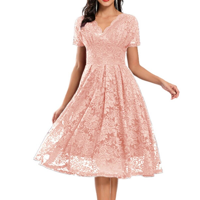 Женское кружевное платье в стиле ретро, осеннее платье для гостей свадьбы с коротким рукавом и вышивкой, официальное платье для выпускного вечера, женское платье