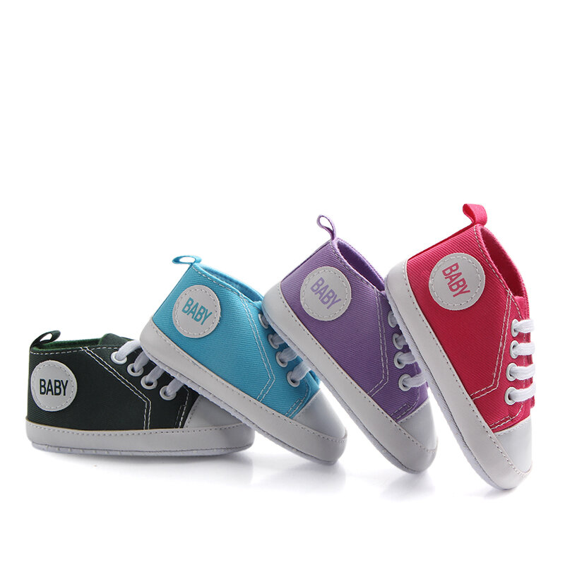 Zapatillas clásicas de lona para bebé, zapatos antideslizantes de suela suave para recién nacido, niño y niña