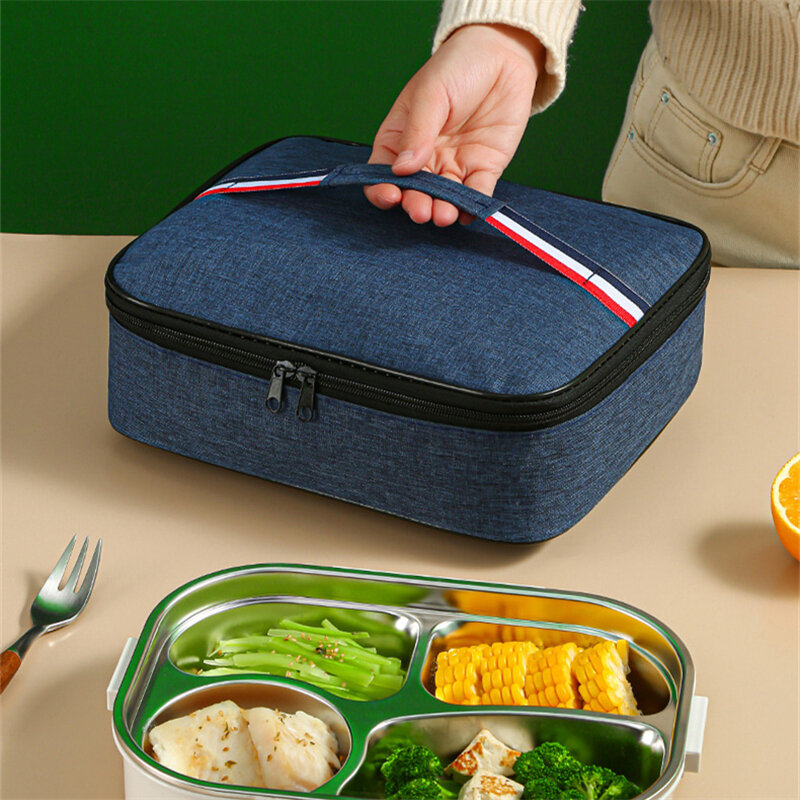 Square Thicken Thermal Lunch Bag Bento Box Food Carrier Insulated Cooler Storage Bags Large Ice Pack Picnic Pouch Women Lunchbag
