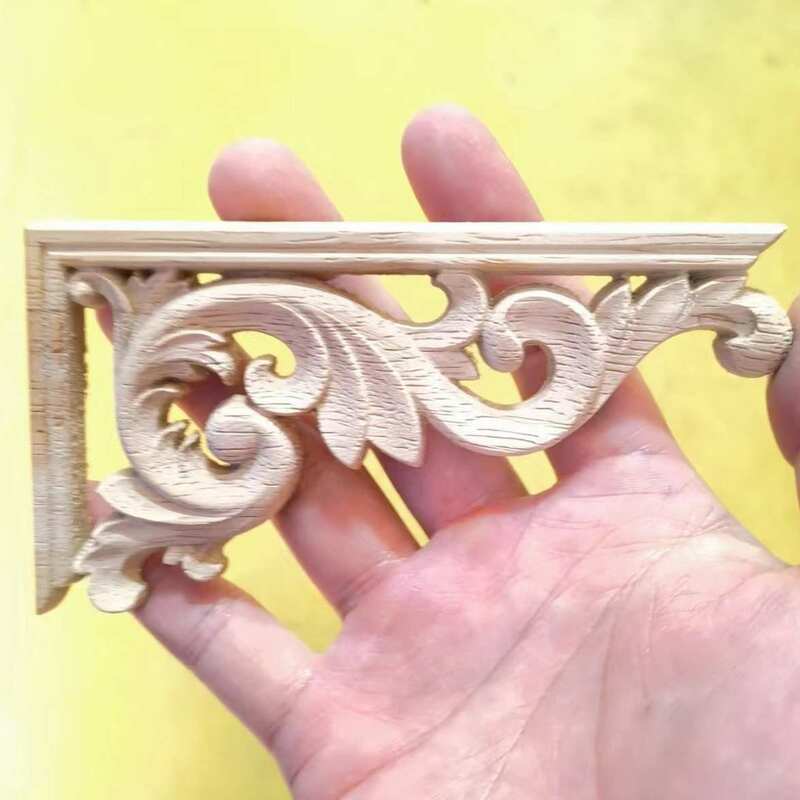 13x7cm Wood Carved Long Onlay Applique Working Frame Decal