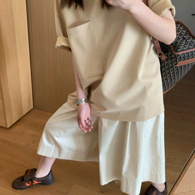 GIDYQ-pantalones de pierna ancha con Bolsillo grande para mujer, pantalón de Jogger coreano, informal, sólido, de cintura alta, Harajuku