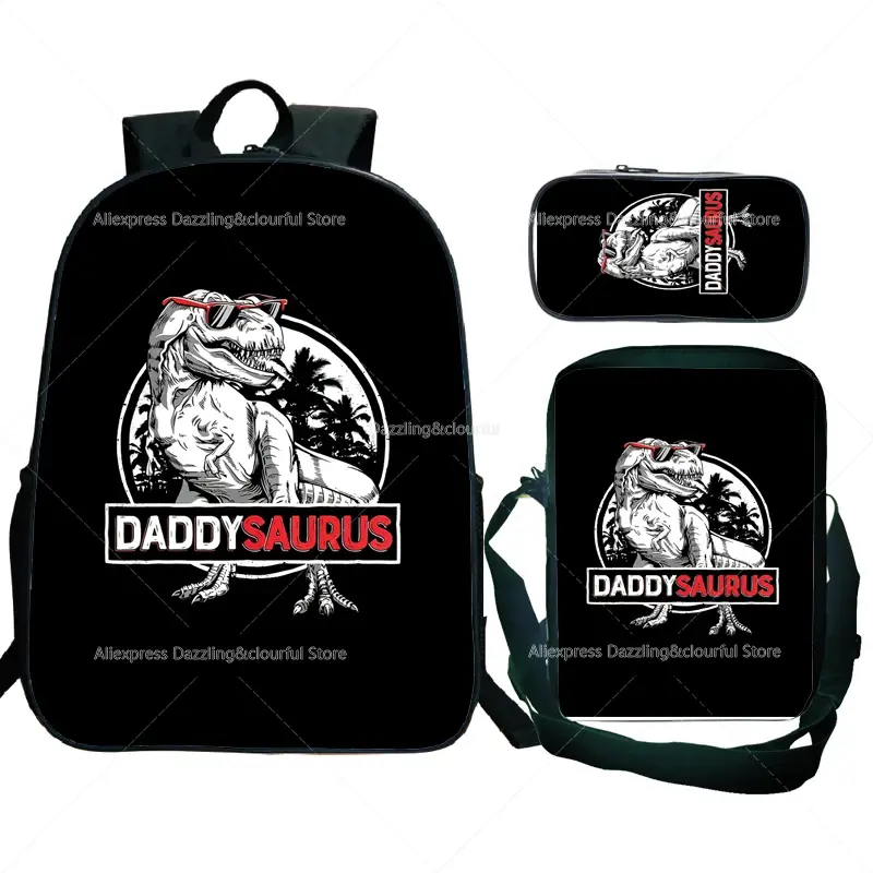 Набор из 3 предметов, рюкзак с динозавром, мультяшный рюкзак с драконом, мужской рюкзак с 3D рисунком из мультфильма, рюкзак с животными, подарки для подростков