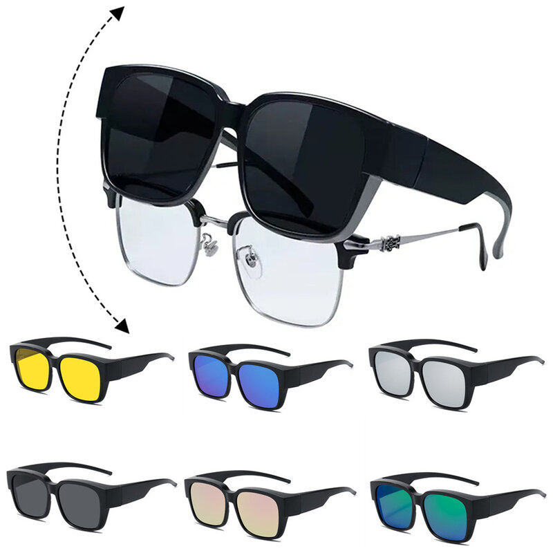 Kacamata hitam terpolarisasi, mode baru penutup lebih dari kacamata resep miopia kacamata portabel Pria Wanita Vintage memancing kacamata berkendara