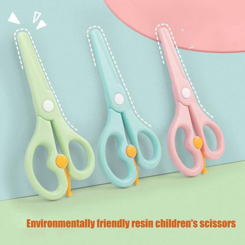 New 1Pcs 135mm Mini Safety Round Head Plastic Scissors Student Kids Paper Cutting Supplies for Kindergarten School