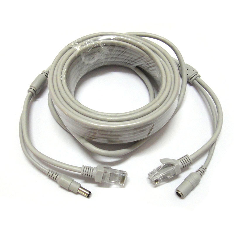 High Quality RJ45 12V DC Power Ethernet Extension Cable CAT5/5e CCTV IP Lan Network 15M 10M For POE IP Camera NVR System