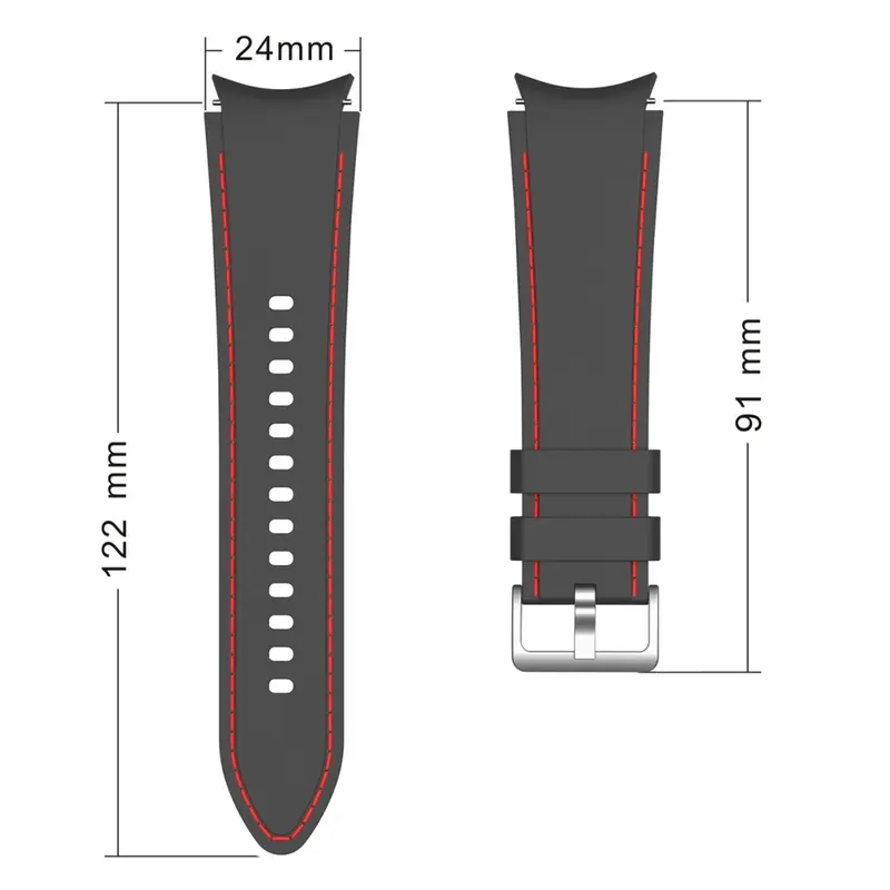 Ремешок силиконовый для Samsung Watch 6/5/4 40 44 мм 5 Pro 45 мм, браслет без зазора для Galaxy Watch 6/4 Classic 42 46 43 47 мм, 20 мм