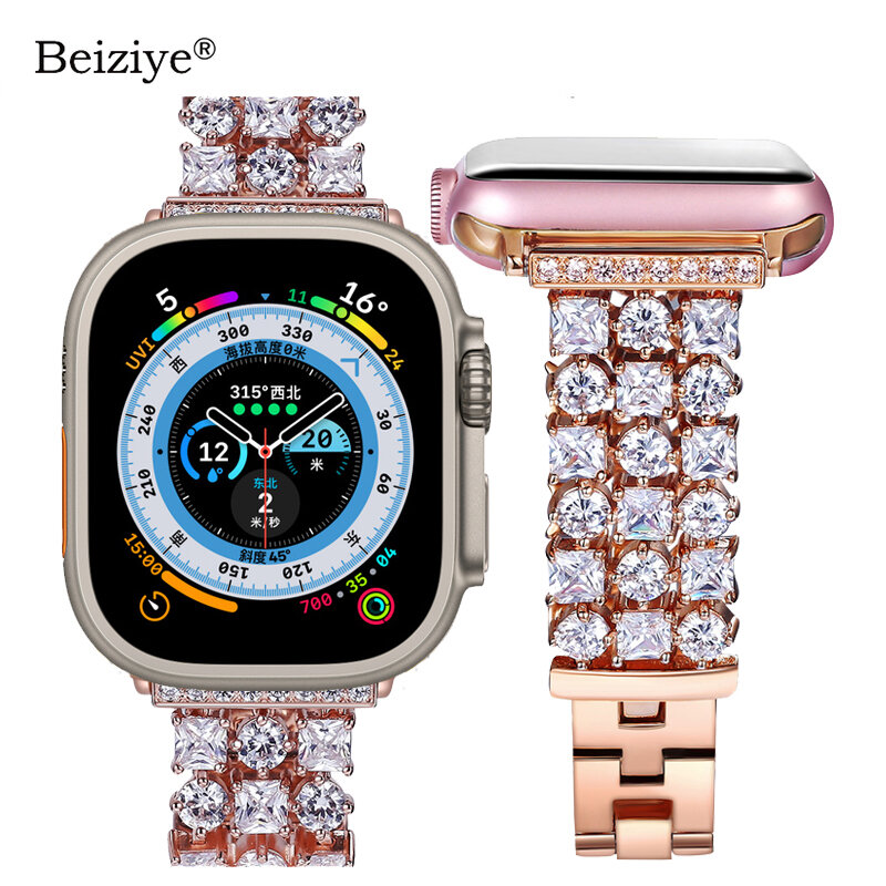 Frauen Diamant Strap für Apple Uhr SE 7 6 5 41mm 45mm 40/44mm Luxus Ersatz armband für iWatch Band 38mm 42mm Serie 3 2