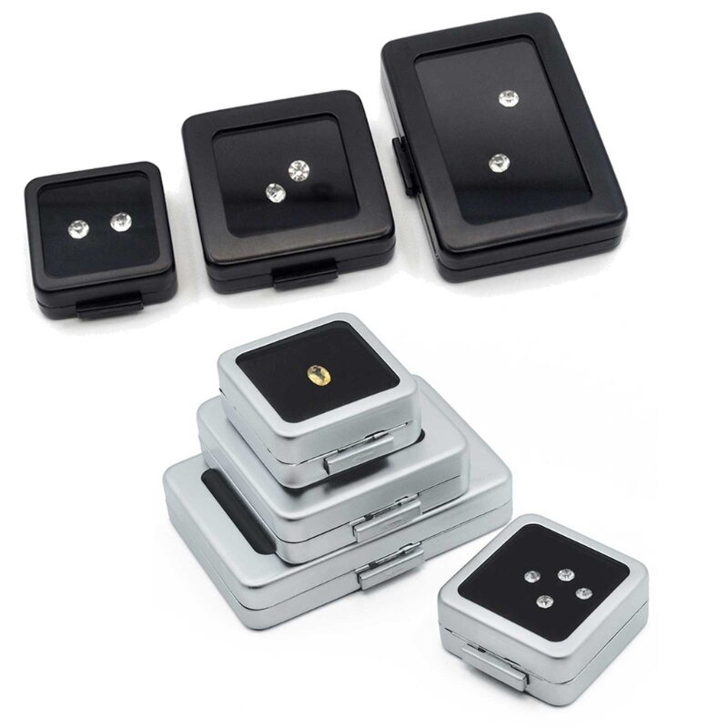 Коробка для демонстрации бриллиантов из голого камня, серебристо-черный футляр для драгоценных камней с пенопластовой подушкой