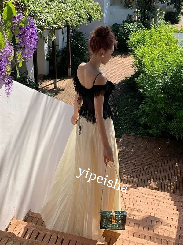 Prom Dress Evening Chiffon Ruched Celebrity A-line Off-the-shoulder Bespoke Occasion Gown Long Dresses Saudi Arabia  