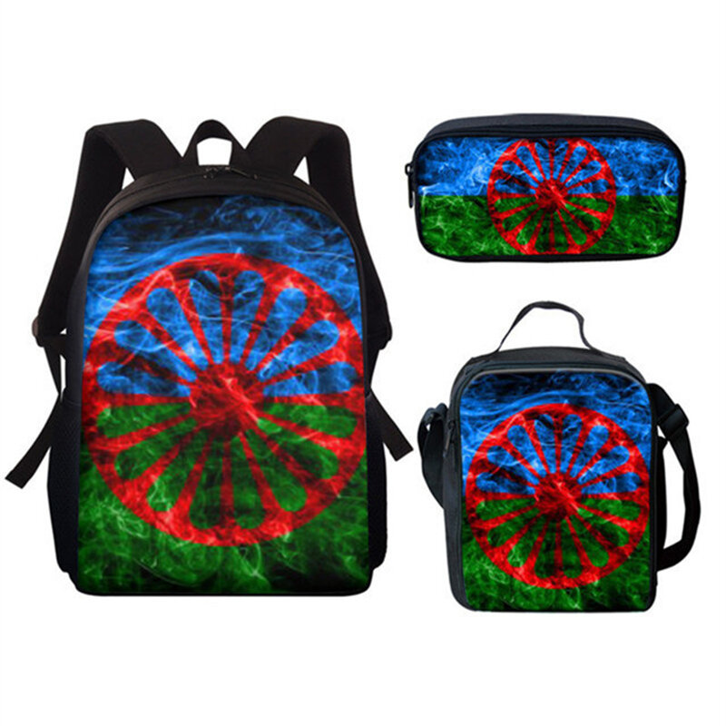 Classic Creative Funny Flag Of The Oromo 3D Print 3pcs/Set pupil School Bags Laptop Daypack Backpack Lunch bag Pencil Case