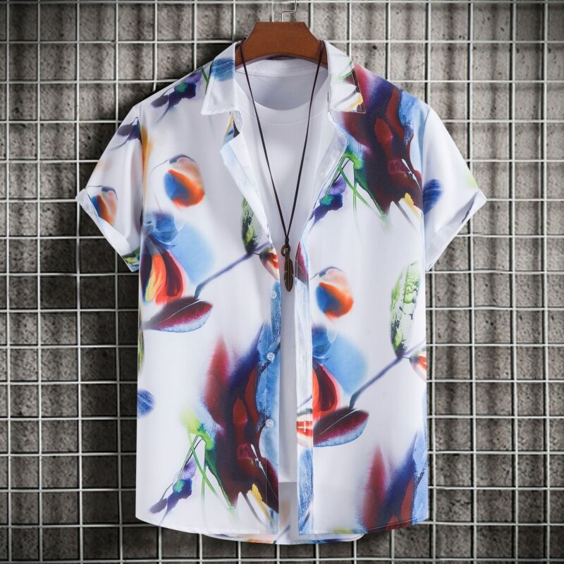 Рубашка мужская, бесплатная доставка, Мужская футболка, модная одежда, блузки, футболки, роскошные Гавайские хлопковые высококачественные