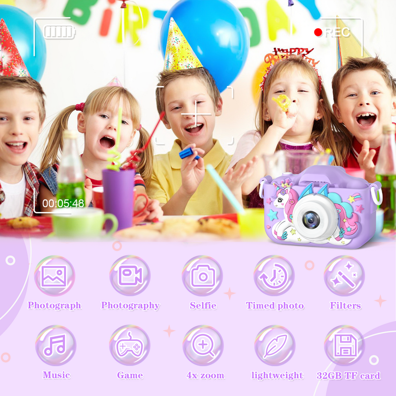 Детские камеры с милым единорогом для детей 7-12 лет цифровая детская камера мини-игрушки 1080p HD видеосъемка для подарка на день рождения Детская камера игрушка