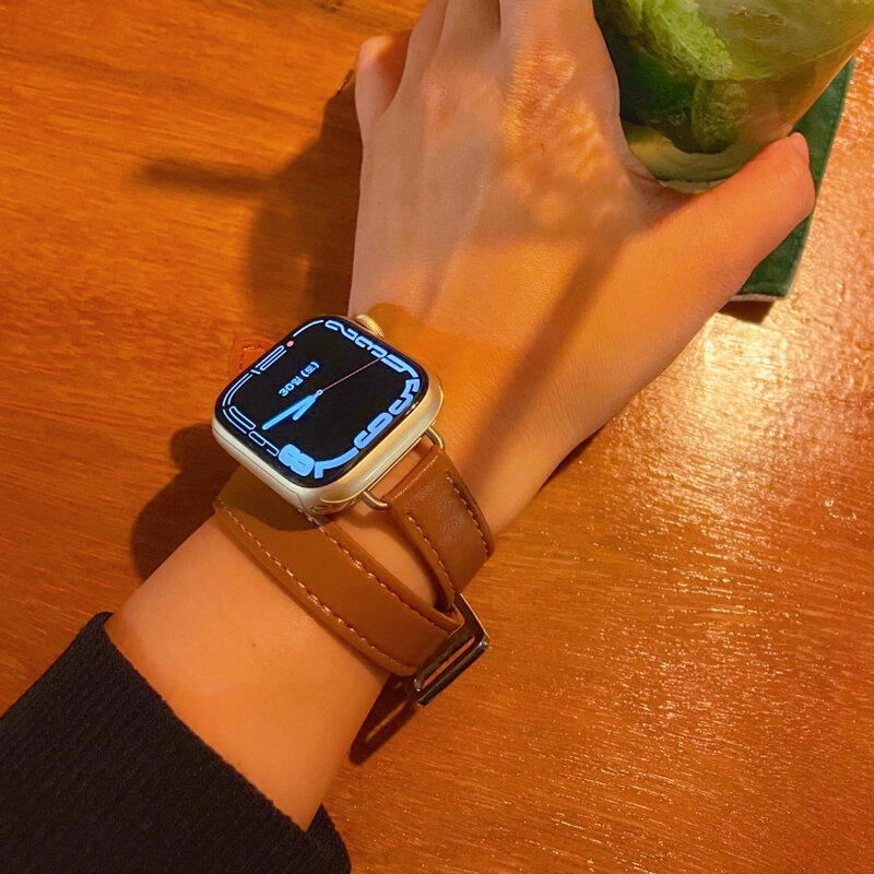 Correa de cuero para Apple Watch, pulsera de repuesto para IWatch Series 9, 8, 7, 6, SE, 5, 4, Ultra 2, 49mm, 41mm, 45mm, 40mm, 44mm