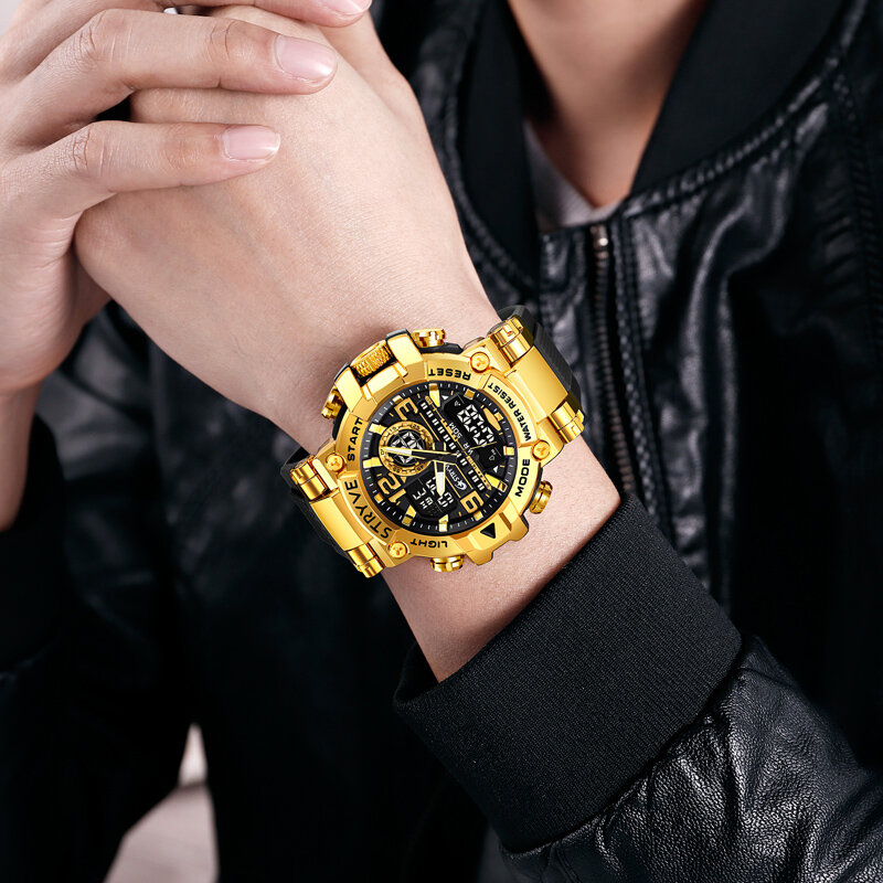 Nieuwe Stryve Horloge Voor Mannen Hoge Kwaliteit Digitale-Analoge Dual Beweging 5ATM Waterdichte Horloges Mode Sport Mannen horloge 8025