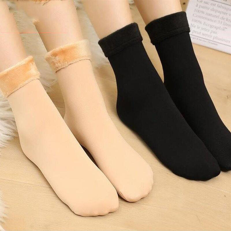 New Velvet Women Winter Warm Thicken Thermal Socks Soft Casual Solid Color Sock Wool Cashmere Home Snow Boots Floor Sock 1Pair