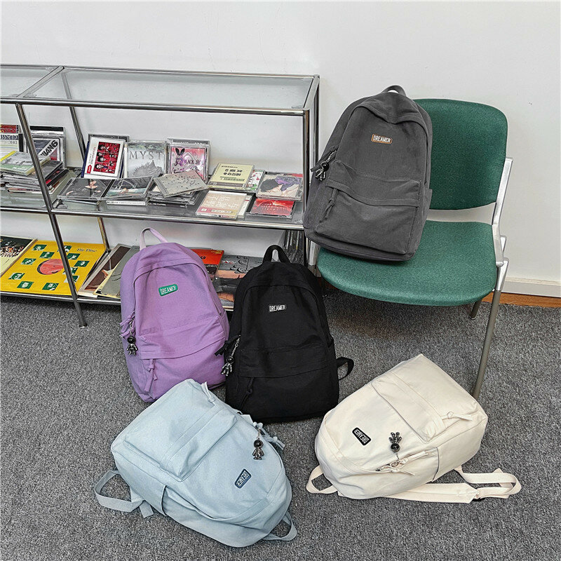 เป้แคนวาสญี่ปุ่น, ความจุขนาดใหญ่สำหรับนักเรียน INS กระเป๋าอเนกประสงค์คู่รักหญิงสีทึบเดินทางซื้อของไปโรงเรียนใหม่
