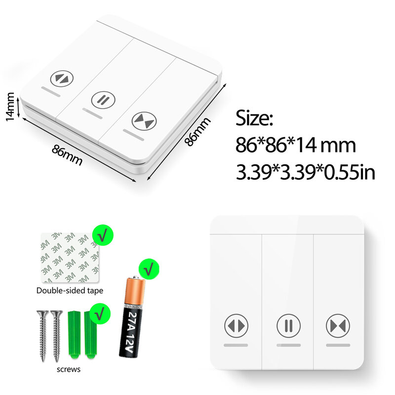 Tuya Smart Life-Interruptor de persiana eléctrica con WiFi, Control remoto RF de 433 Mhz, persiana enrollable eléctrica, Google Home y Alexa