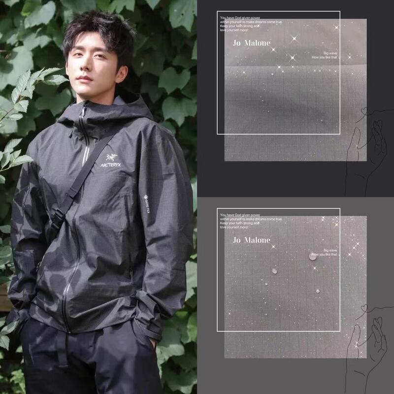 나일론 타슬란 격자 무늬 원단, 방수 바람막이 모자 다운 재킷, 75D, 0.4*0.5