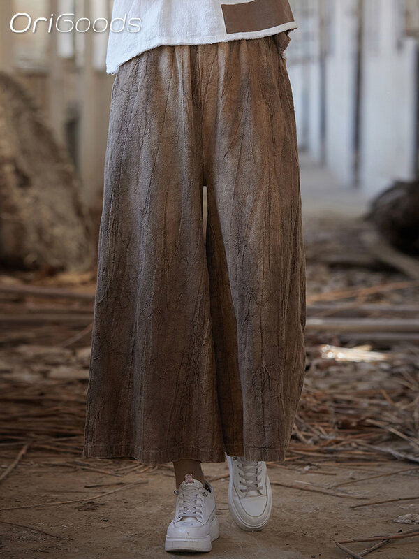 Женские широкие брюки-Капри с поясом на резинке