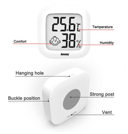 LCD ميزان الحرارة الرقمي الرطوبة غرفة داخلية الإلكترونية درجة الحرارة الرطوبة متر الاستشعار قياس محطة الطقس للمنزل