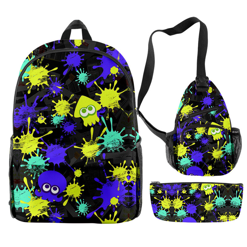 Splatoon 3 Game 3pcs/set Backpack 2022 New Game School Bag Adult Kids Bags Unisex Daypack