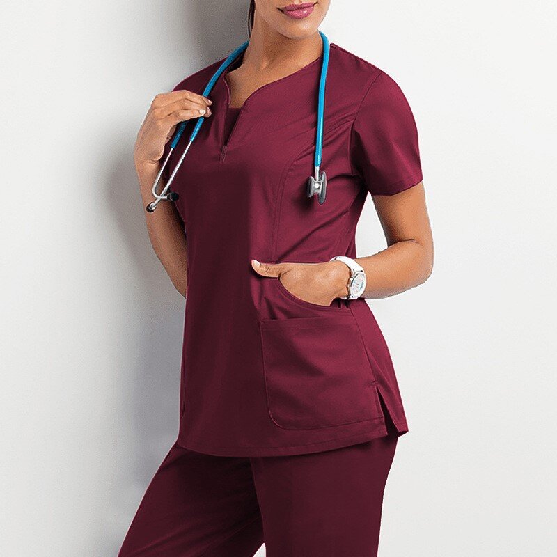 Dentista uniforme chirurgica Top Scrub da donna Top sottile asciugatura rapida medico infermiere abbigliamento da lavoro Top estate maniche corte abiti da lavoro