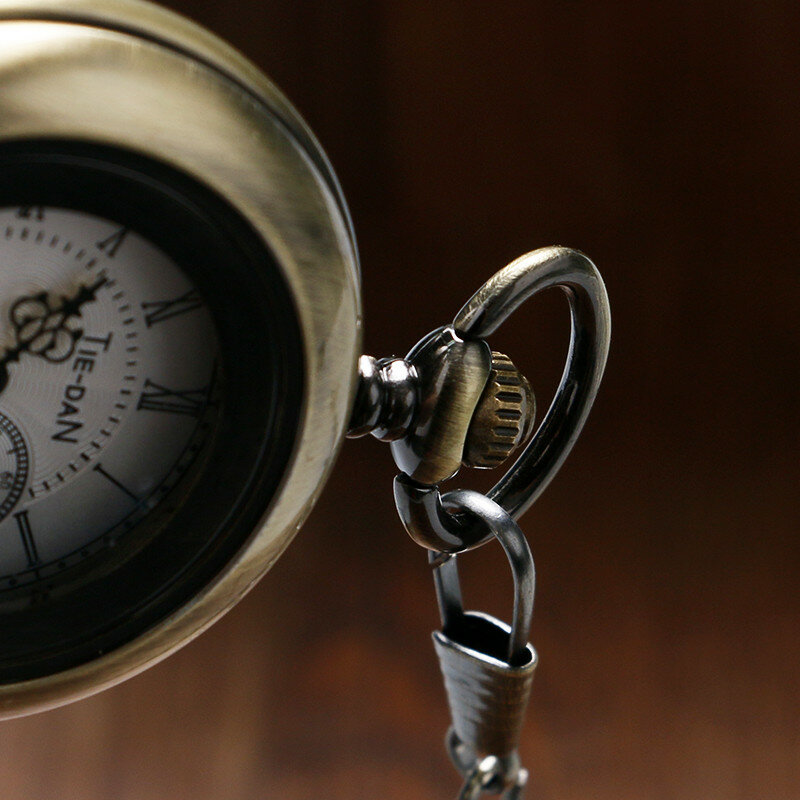 Unikalny zegarek mały z drugiej ręki Retro kwarcowy ruch zegarek kieszonkowy dla mężczyzn kobiet Fob łańcuszek z wisiorem kolekcjonerskie zegarki