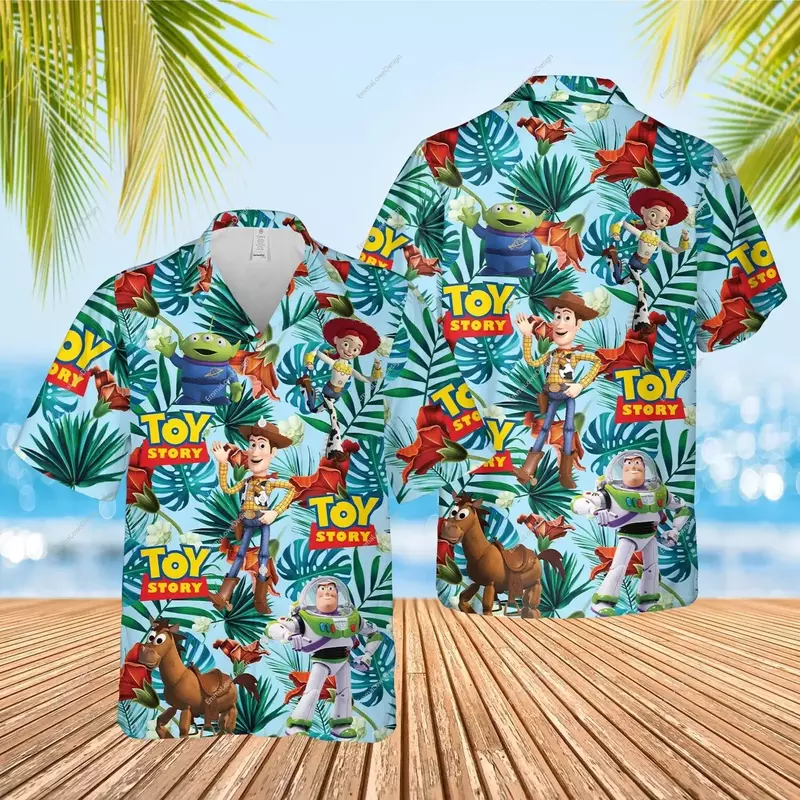 Гавайская рубашка «История игрушек» для мужчин и женщин, модная сорочка с коротким рукавом, топ в стиле Дисней, гавайский Базз, светильник, лето