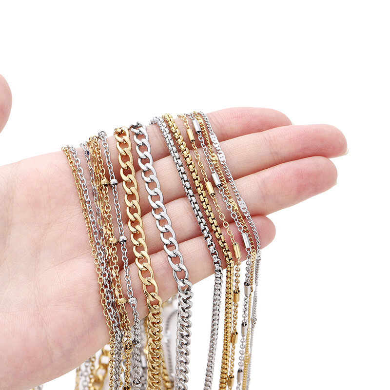 Perles en acier inoxydable de 2 mètres, bijoux de direction, accessoires de bracelet, sans décoloration