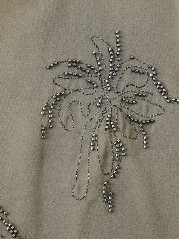 Damen neue Mode Perlen Dekoration lässig Revers bestickt Damen hemd Retro Langarm Button Up Damen hemd Chic Top