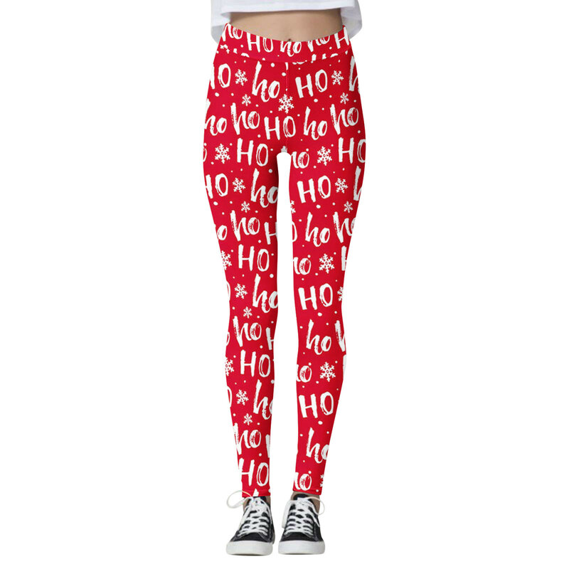 2024 Women's Christmas Printed Pattern Decor Mid Rise Leggings Fitness Exercise Yoga Pants Slimming Comfort Leggings Costume