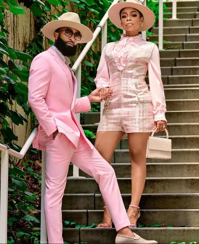 Модный дизайнерский повседневный розовый мужской свадебный костюм, двубортный приталенный Блейзер для выпускного вечера, яркий смокинг, одежда для жениха, лучший мужской блейзер