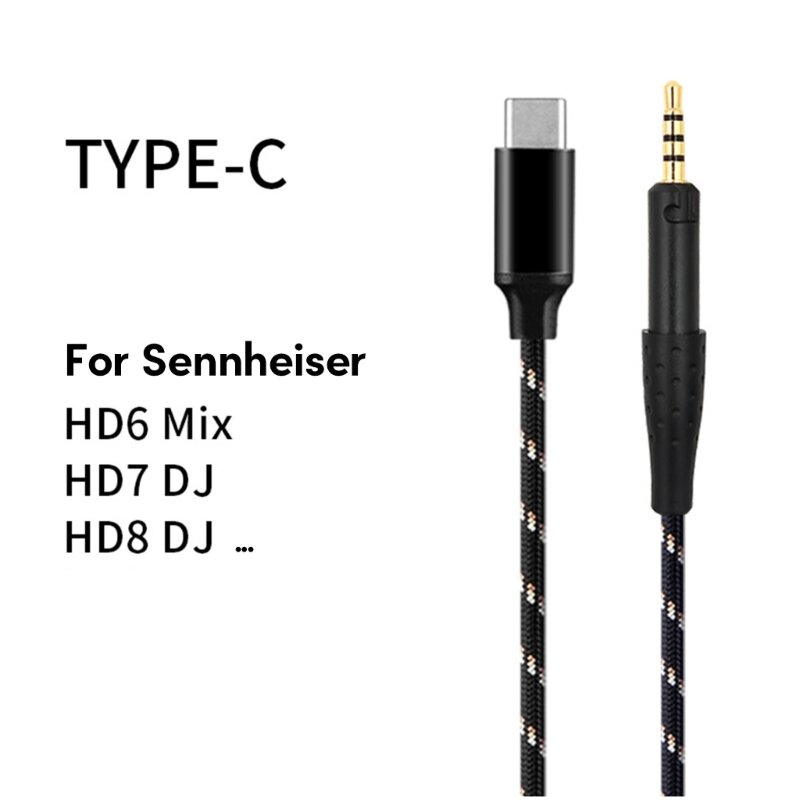T8WC TIPO C para 2,5 mm para fones ouvido HD8DJ HD7DJ HD6MIX HD515 HD518 HD558 HD598