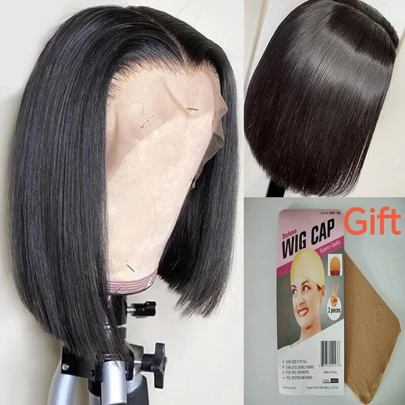 YIJIMEI 13x4 Straight Bob Wigs Human Hair Lace Frontal Wig 180% Density Natural Color Brazilian Wigs On Sale 10-14inch