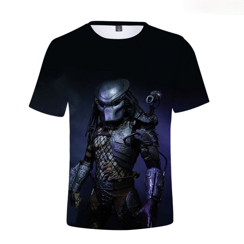 Kaus 3D Predator film horor kaus musim panas baru kasual ukuran besar kaus lengan pendek atasan pakaian jalanan keren Predator untuk wanita