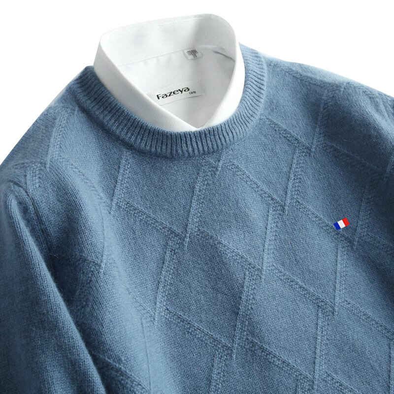 Suéter de cachemira para Hombre, Jersey suave y cálido, Jersey de lana de punto con cuello redondo, bata de otoño e invierno