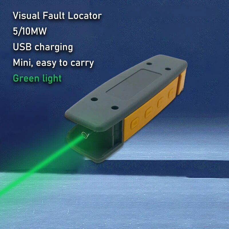2023 Novo 5MW, 10MW VFL Visual Fault Locator,Recargable Fibra Óptica Verde Laser Pen FTTH Fibra Óptica Cabo Teste Caneta Luz Verde