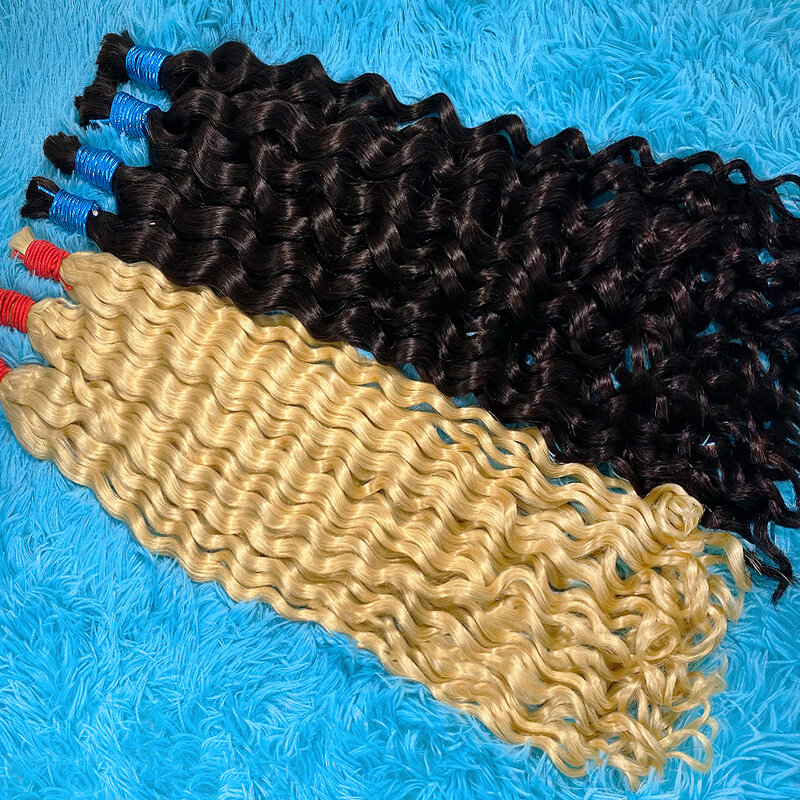 613 Deep Wave Bulk 100% Virgin Human Hair For Braiding Extenciones Natural Unprocessed No Weaving Culry Human Hair Bulk Bundles