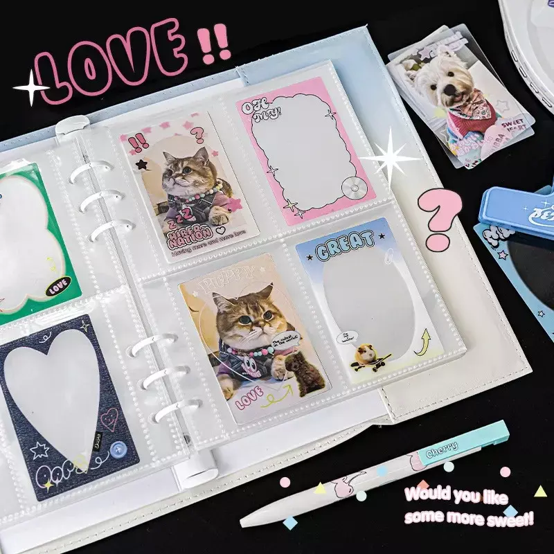 20 Sheet Retro Y2K Style Photocard Sticker American Style Kawaii Cat Decorative Sticker for Student Card Card Protective Sleeve