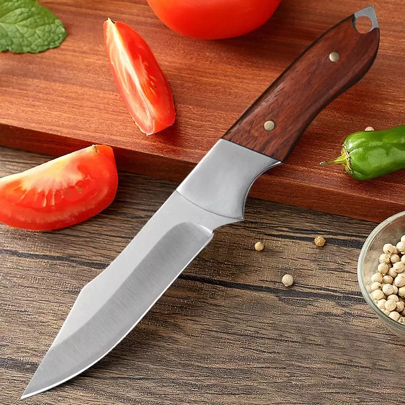 Cuchilla de acero inoxidable para carne, cuchillo para deshuesar con mango de madera, corte de carne de oveja y ternera mongol, cuchillo de mano para cortar verduras