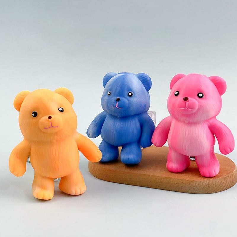 Fidget mainan beruang portabel, ornamen mainan Remas tahan air kartun, hadiah boneka hewan lucu, mainan beruang lucu untuk anak-anak